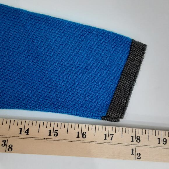 Vintage 80s Button Front Knit Midi Dress Blue Santana Knit V Neck Womens 10 - Picture 14 of 14